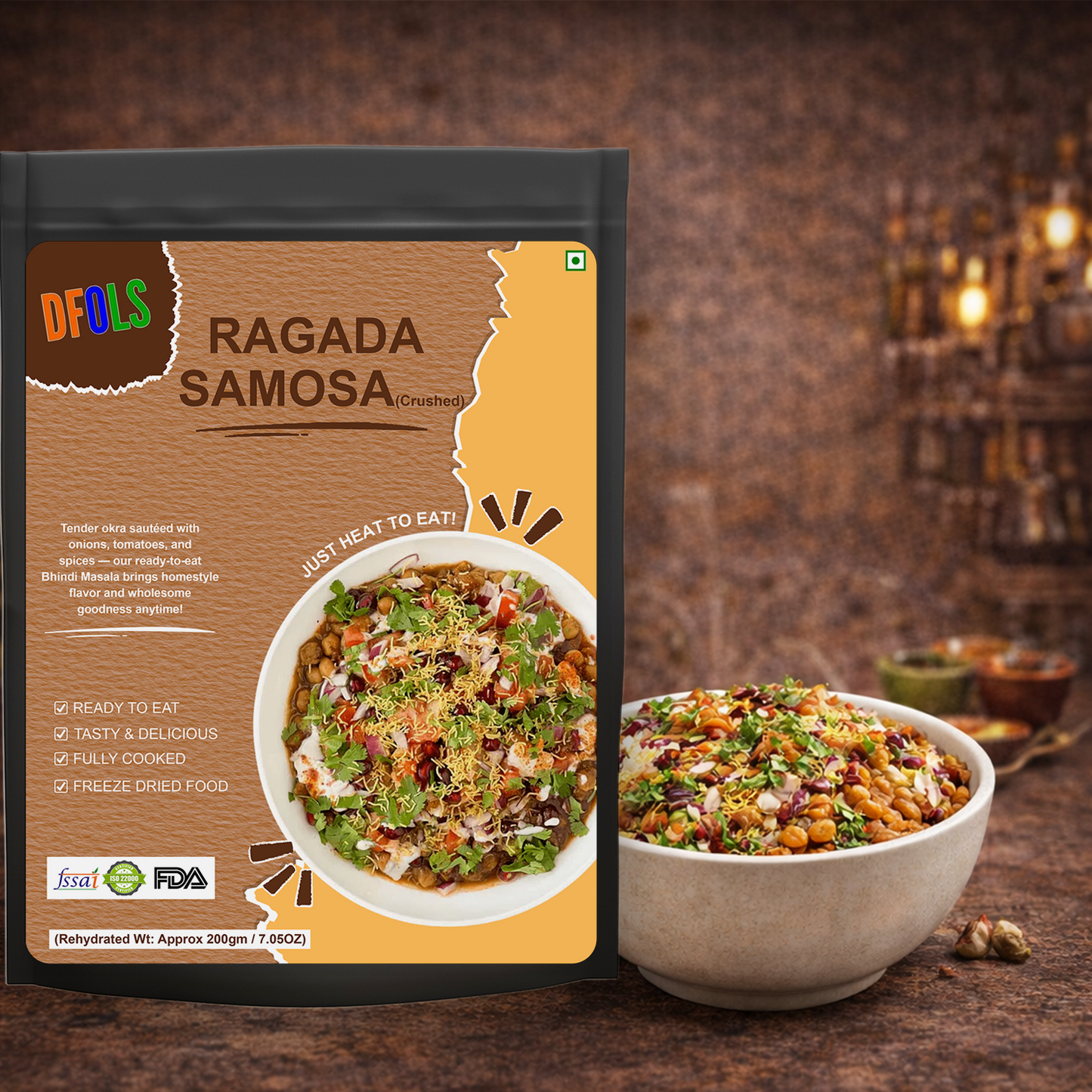 Ragada Samosa | Authentic Indian Street Food | Crispy Samosa with White Pea Curry | Ready to Eat | Heat & Serve Snack | Flavorful, Spicy & Delicious