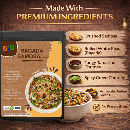 Ragada Samosa | Authentic Indian Street Food | Crispy Samosa with White Pea Curry | Ready to Eat | Heat & Serve Snack | Flavorful, Spicy & Delicious