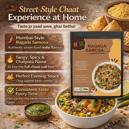 Ragada Samosa | Authentic Indian Street Food | Crispy Samosa with White Pea Curry | Ready to Eat | Heat & Serve Snack | Flavorful, Spicy & Delicious