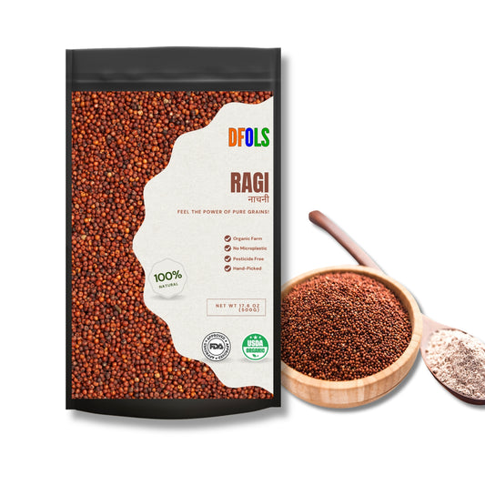 DFOLS Organic Ragi (Finger Millet) | Natural, Gluten-Free Super Grain | High Calcium, Fiber-Rich, Hand-Picked & Pesticide-Free | Nutrient-Dense Millet for Daily Nutrition