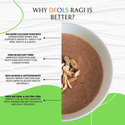 DFOLS Organic Ragi (Finger Millet) | Natural, Gluten-Free Super Grain | High Calcium, Fiber-Rich, Hand-Picked & Pesticide-Free | Nutrient-Dense Millet for Daily Nutrition