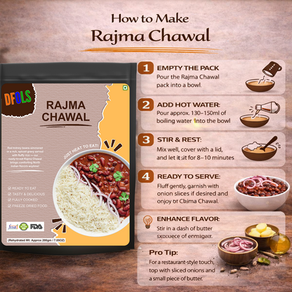 Rajma Chawal Ready-to-Eat Meal | Authentic North Indian Cuisine | Rajma Masala with Steamed Rice | Heat & Serve | Delicious, Hygienic, Convenient Indian Meal