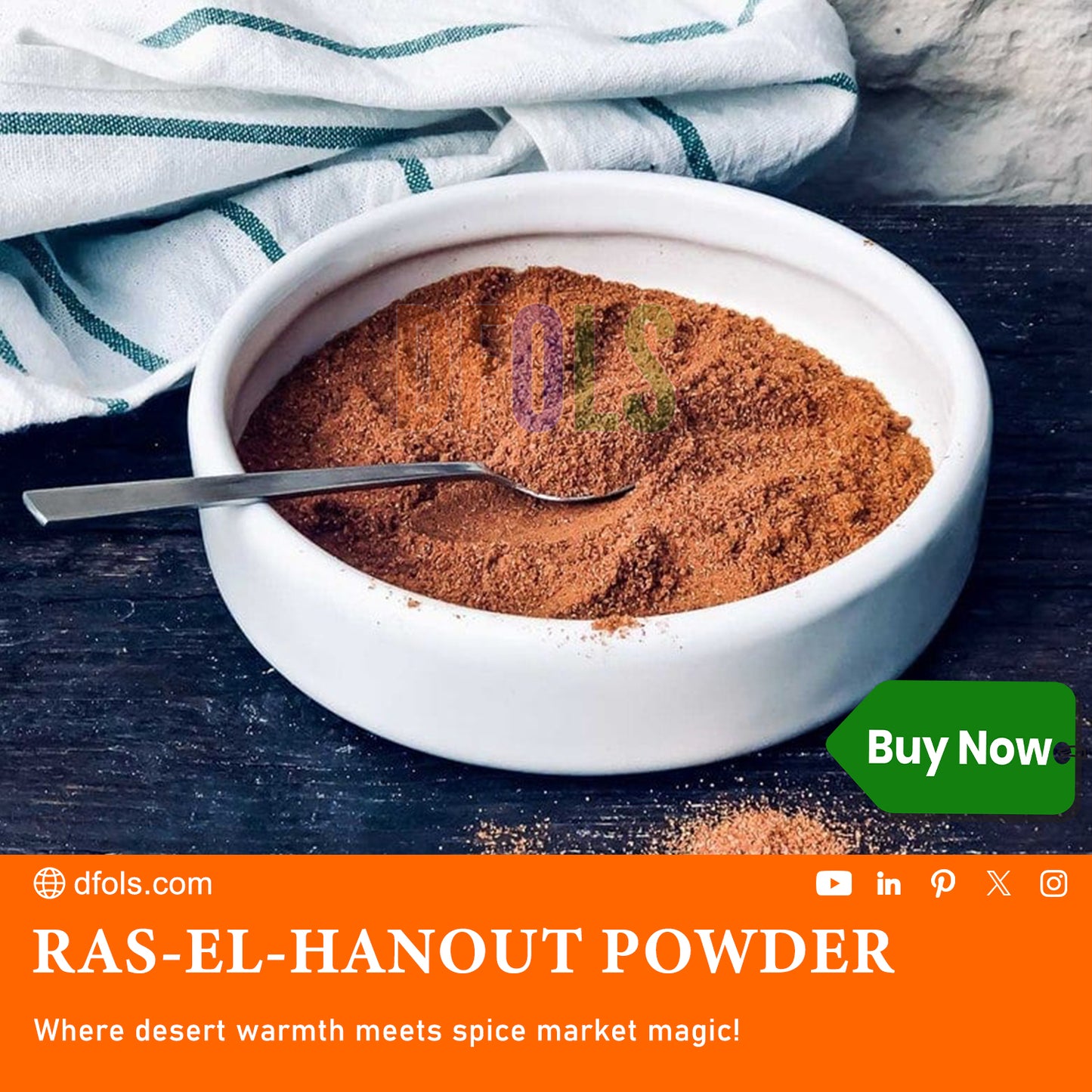 Ras El Hanout Moroccan Spice Blend | Authentic All-Natural Seasoning Powder for Cooking | Aromatic Mix for Meat Rubs, Grilled & Roasted Dishes | Premium Gourmet Spice - DFOLS