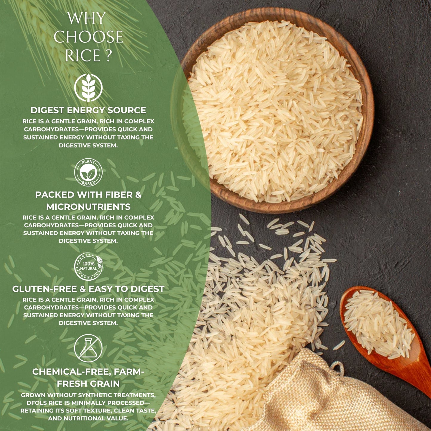 Premium Organic Long Grain Rice | 100% Natural, Gluten-Free, Non-GMO | Pesticide-Free, Hand-Picked Healthy Rice for Daily Meals, Biryani & Clean Eating