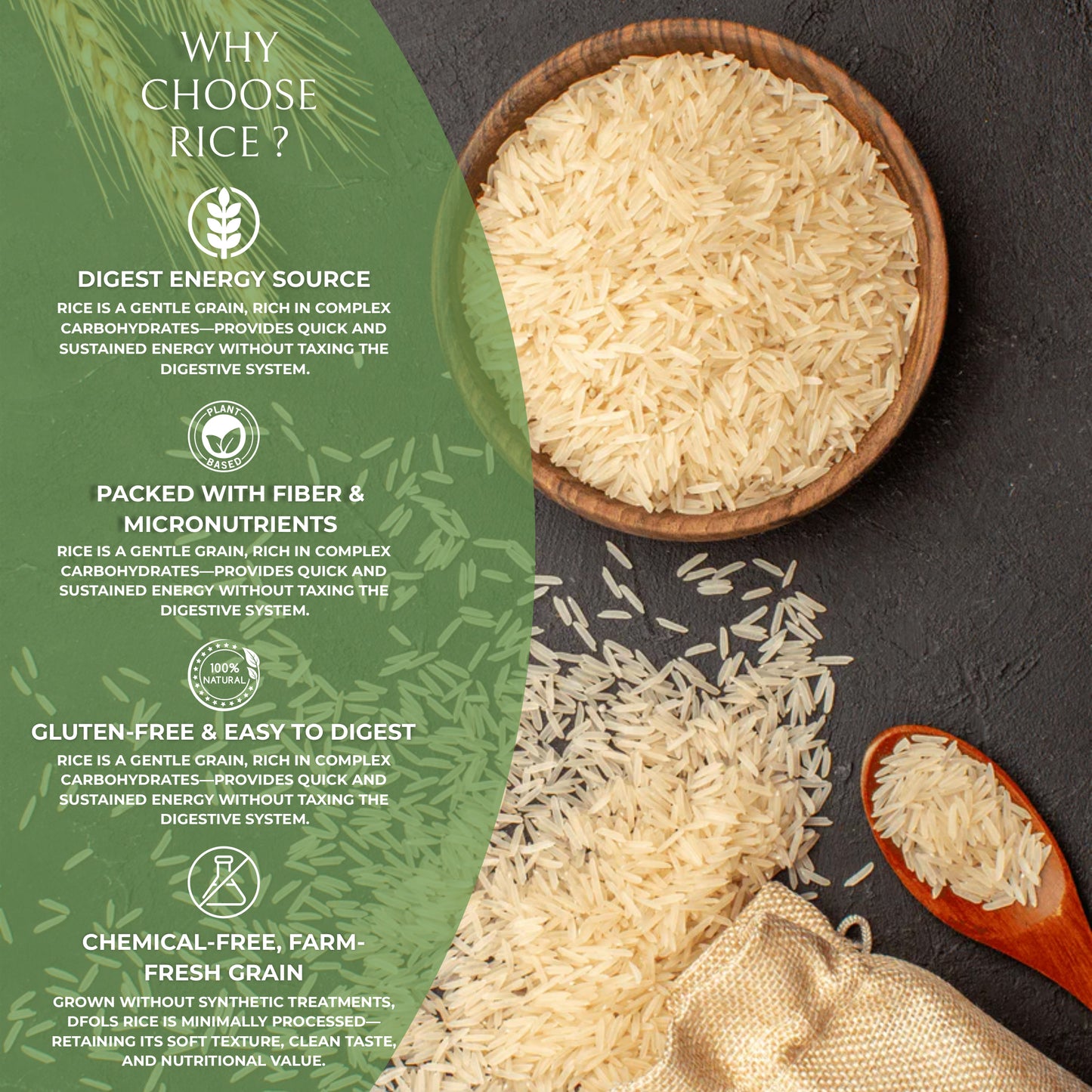 DFOLS Rice Whole Grain Mild Neutral Cooking  0.55lb 8.82oz 250g 米