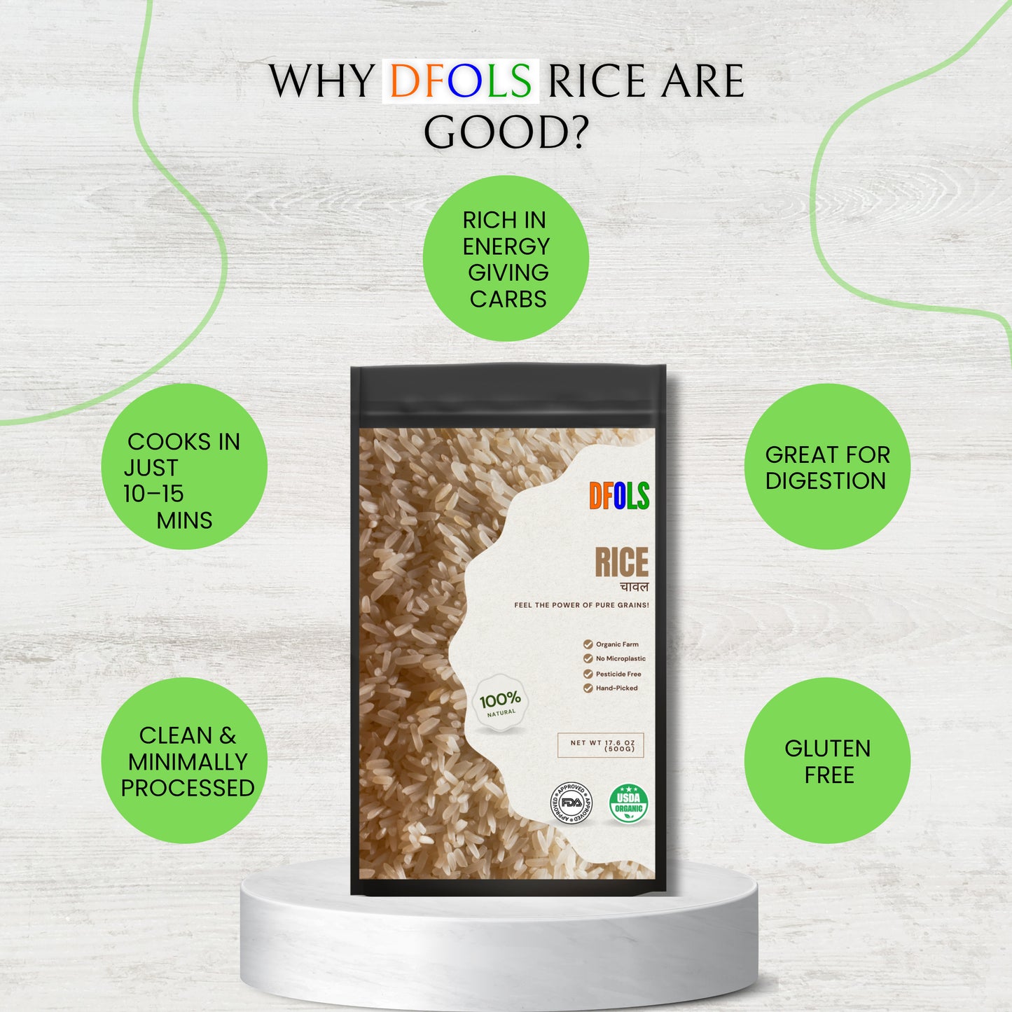 DFOLS Rice Whole Grain Mild Neutral Cooking  0.55lb 8.82oz 250g 米