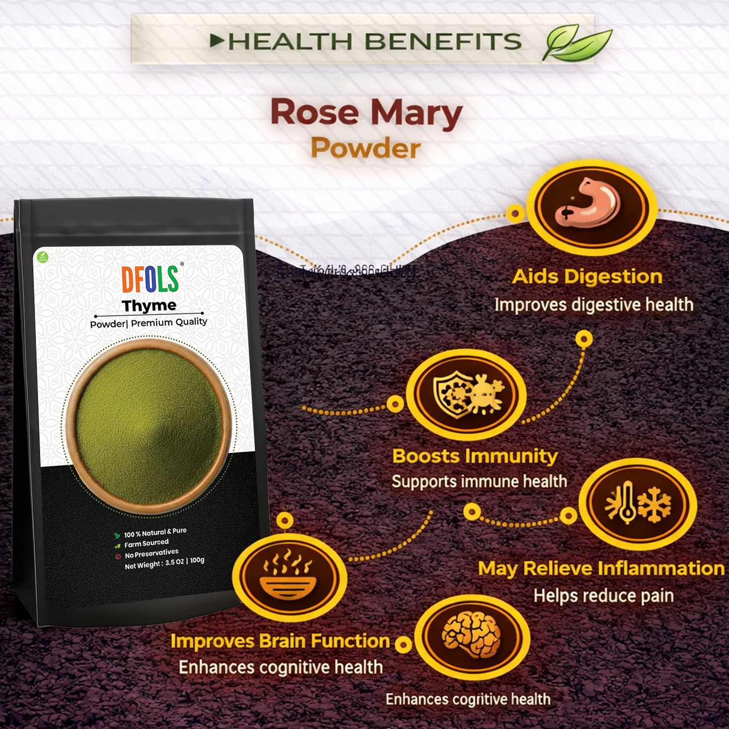 Dfols Rosemary Powder 100g (3.5oz / 0.22lb) Pure Natural Herb – ローズマリーパウダー