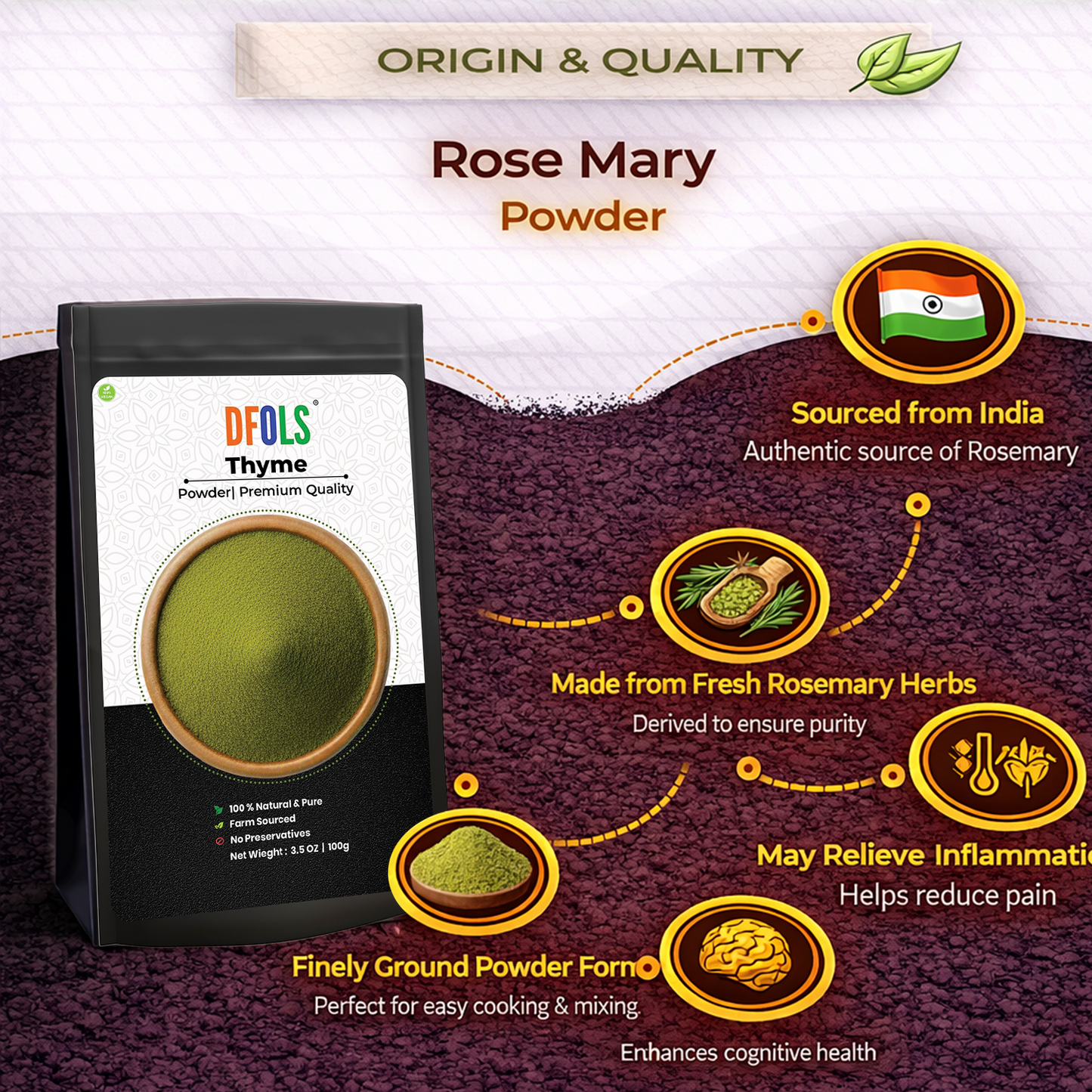 Dfols Rosemary Powder 100g (3.5oz / 0.22lb) Pure Natural Herb – ローズマリーパウダー