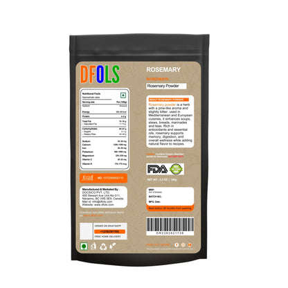 Organic Rosemary Leaf Powder, Natural & Dried Rosemary Leaves Powder - Ideal for Cooking and Baking. - DFOLS