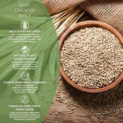 DFOLS Premium Organic Rye | Natural, Non-GMO, Gluten-Free Whole Grain | High Fiber, Protein & Antioxidants | Supports Digestion, Heart Health & Weight Management