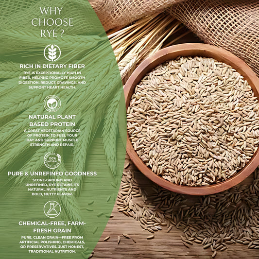 DFOLS Premium Organic Rye | Natural, Non-GMO, Gluten-Free Whole Grain | High Fiber, Protein & Antioxidants | Supports Digestion, Heart Health & Weight Management