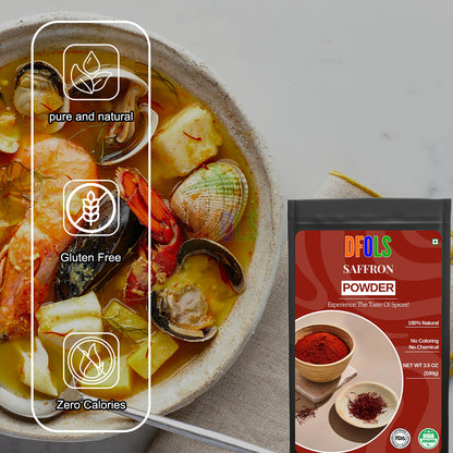 Premium Organic Super Negin Saffron Threads | 100% Pure Red Grade A+ | Non-GMO Certified | Ideal for Tea, Paella, Biryani, Rice, Desserts, Golden Milk, Risotto & Everyday Cooking - DFOLS