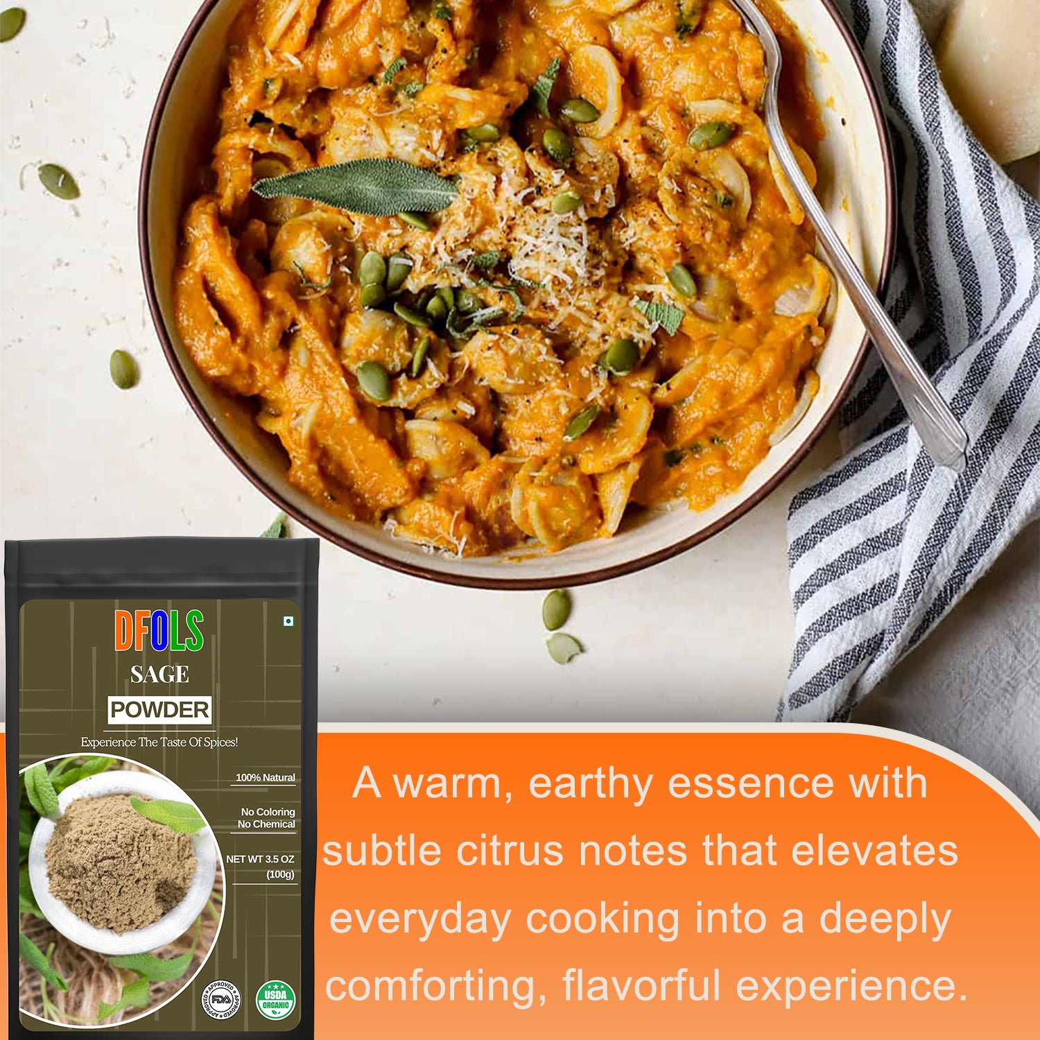 Saga Powder - All-Natural Herbal Powder for Cooking & Wellness - Vegan, Gluten-Free & Freshly Ground. - DFOLS