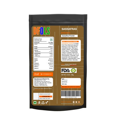 Premium Sassafras Powder – 100% Natural, Authentic Flavor for Cooking, Baking & Herbal Remedies - DFOLS