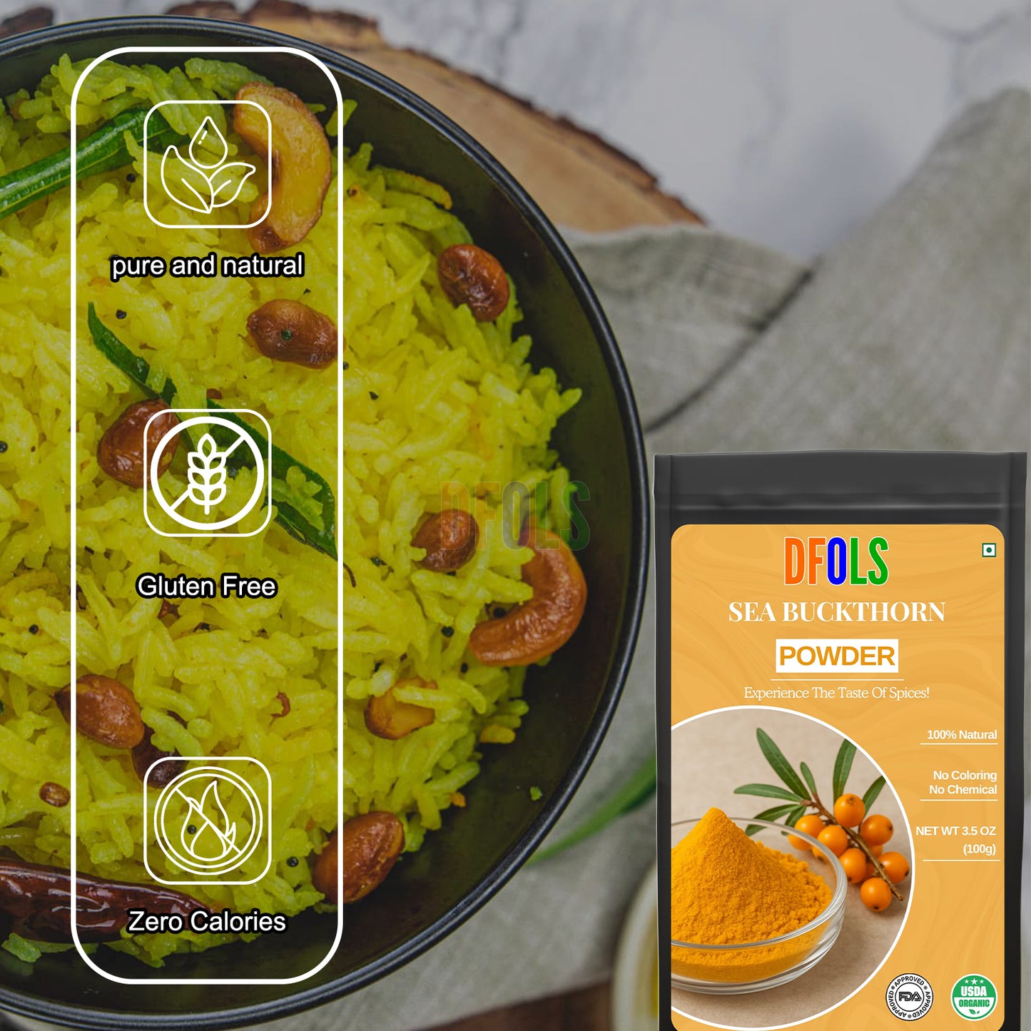 Sea Buckthorn Powder | Natural Immunity Booster | Supports Skin Glow, Heart Health & Digestion | Vitamin-Rich Superfood for Smoothies, Drinks & Daily Wellness