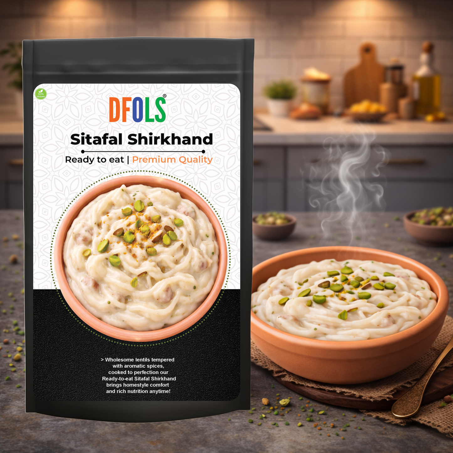 Dfols Sitafal Shrikhand Ready to Eat Indian Custard Apple Dessert 5.29oz 150g シ