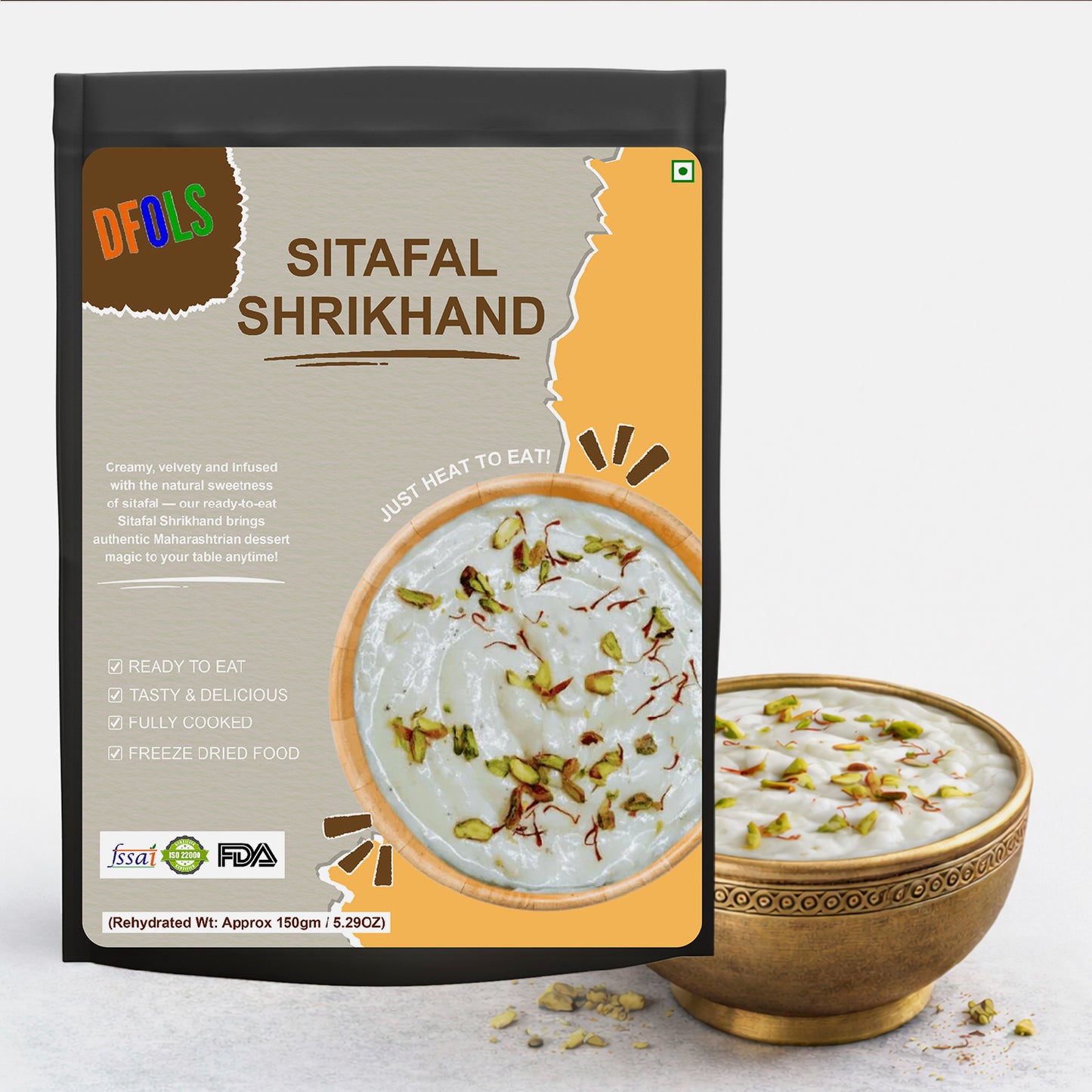 Sitafal Shrikhand | Authentic Indian Sweet Dessert with Real Custard Apple | Rich, Creamy & Ready-to-Eat | Traditional Flavor | Premium Quality Indian Dessert