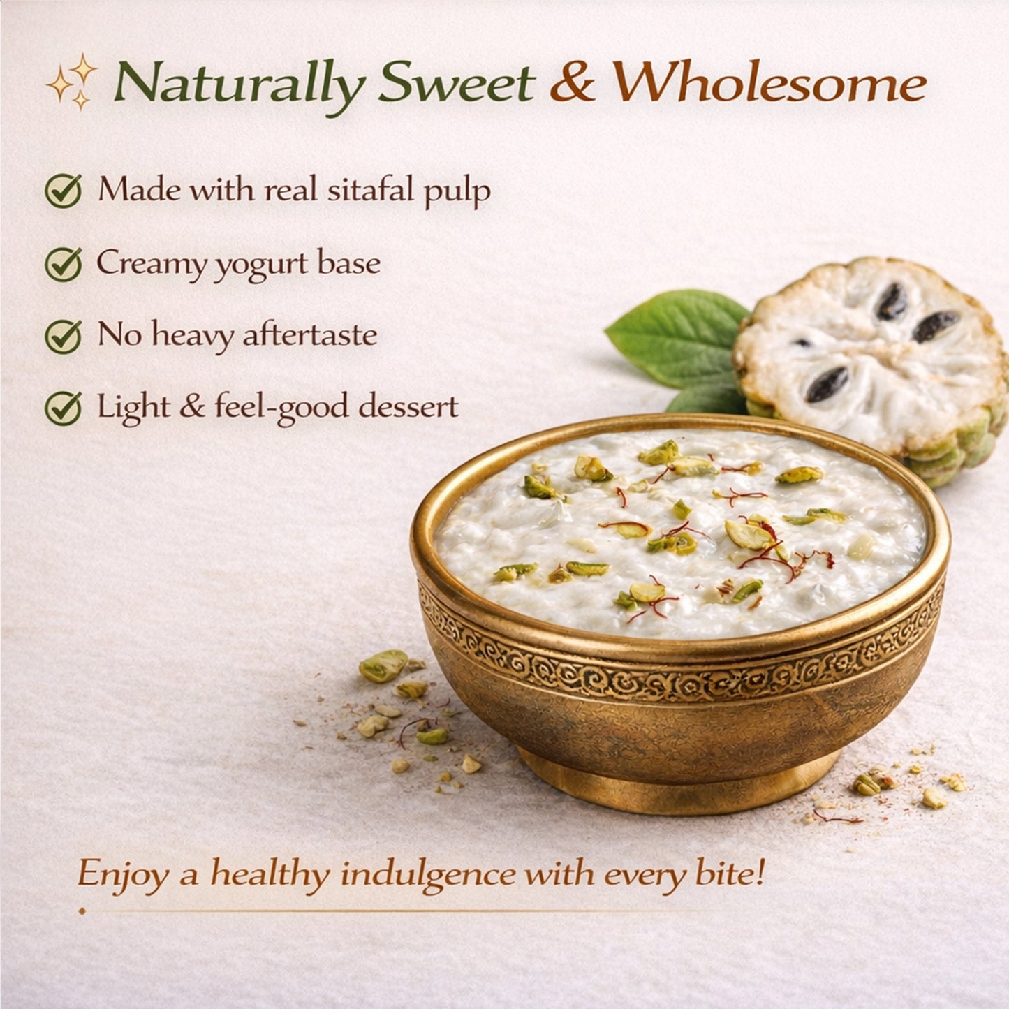 Sitafal Shrikhand | Authentic Indian Sweet Dessert with Real Custard Apple | Rich, Creamy & Ready-to-Eat | Traditional Flavor | Premium Quality Indian Dessert