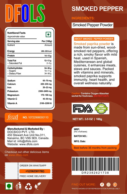 Premium Smoked Paprika Powder – Rich, Smoky Flavor for Cooking, Grilling, and Spices – Perfect for Seasoning, Rubs, and Sauces - DFOLS