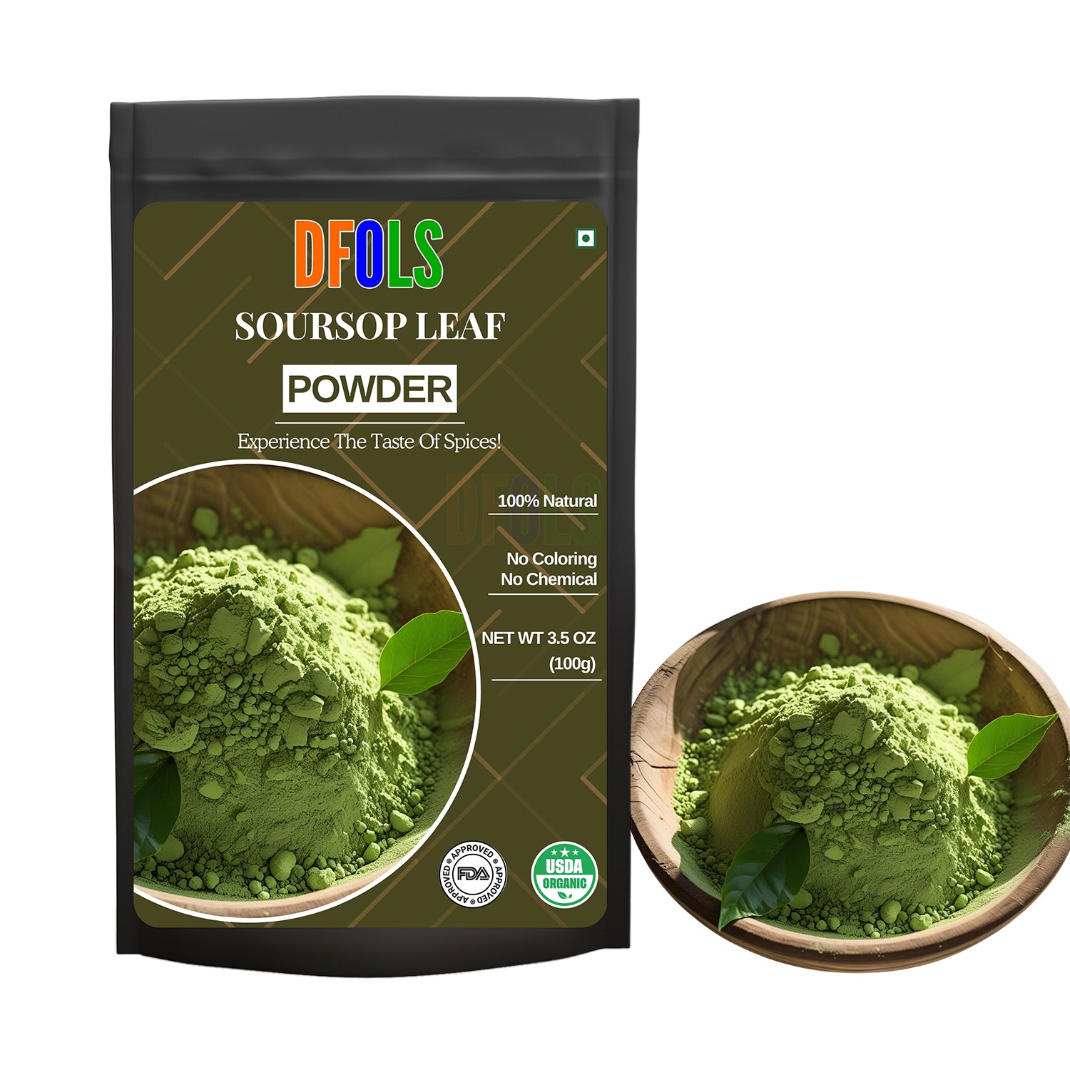 Soursop Leaf Powder – 100% Natural Graviola Leaf Powder for Tea & Wellness (4 oz Jar) – Non-GMO, Gluten-Free, Vegan, Herbal Superfood - DFOLS