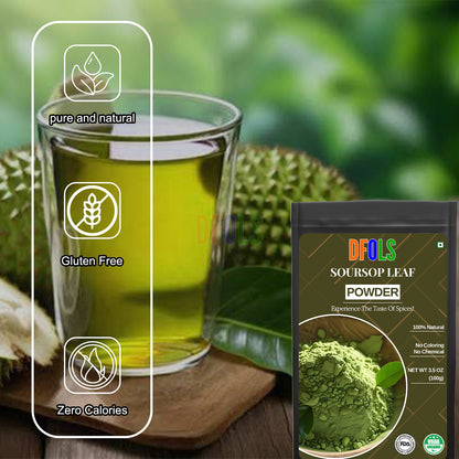 Soursop Leaf Powder – 100% Natural Graviola Leaf Powder for Tea & Wellness (4 oz Jar) – Non-GMO, Gluten-Free, Vegan, Herbal Superfood - DFOLS