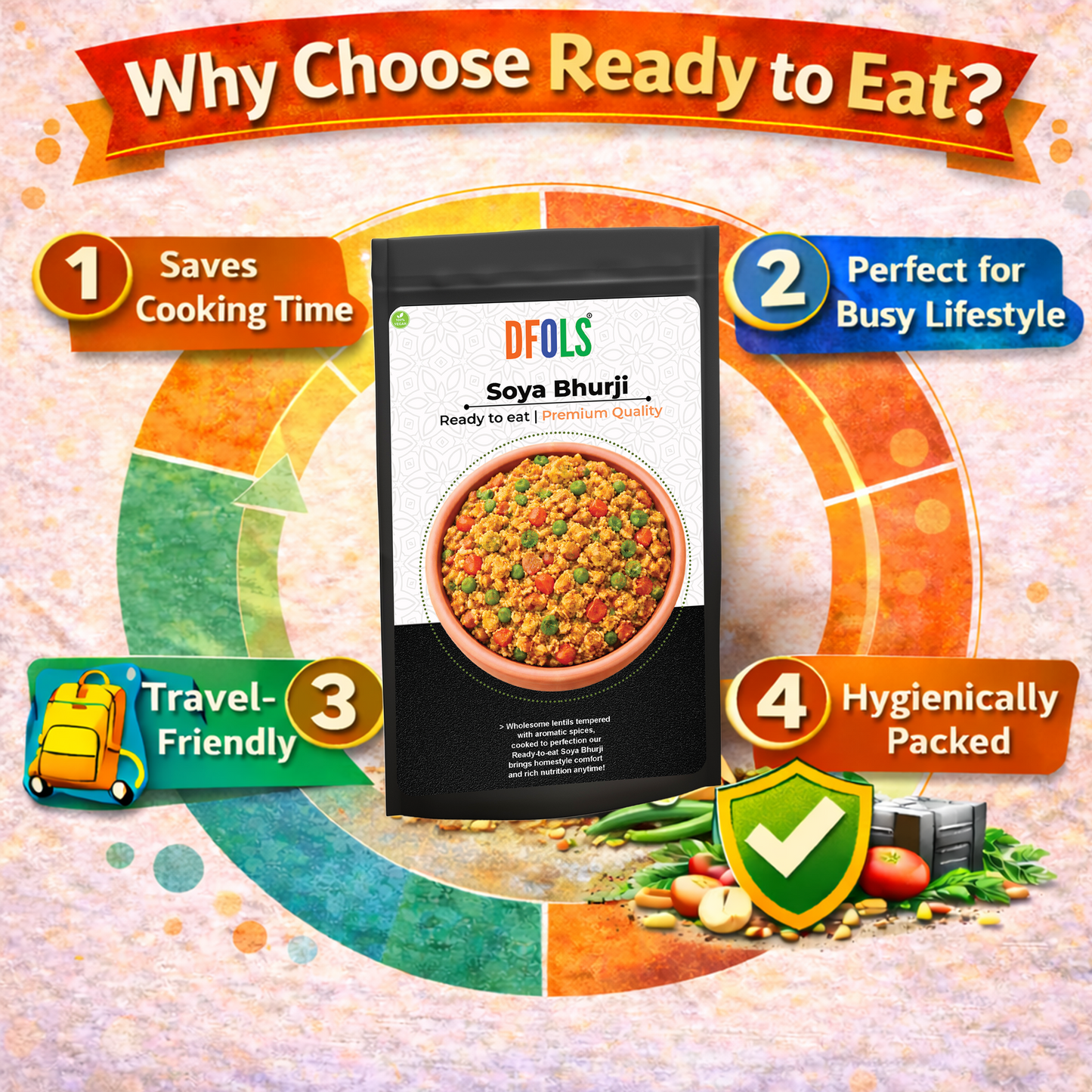 Dfols Soya Bhurji Ready to Eat Protein Rich Curry 0.44lb 7.05oz 200g ソーヤブールジ