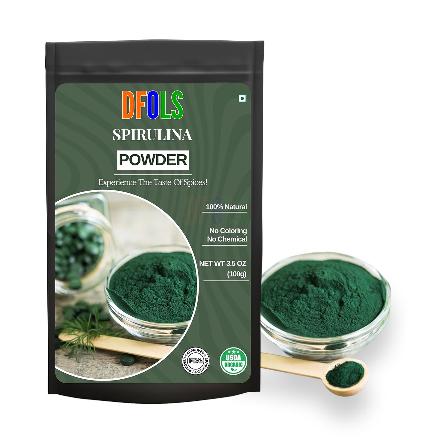 Premium Spirulina Powder | 100% Pure Natural Superfood | Rich in Protein, Vitamins & Antioxidants | Supports Energy, Detox, Immunity & Overall Wellness - DFOLS