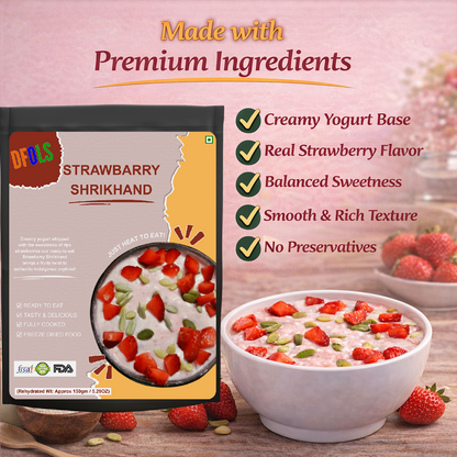 Strawberry Shrikhand | Creamy Indian Yogurt Dessert | Made with Real Strawberry Flavor | Ready-to-Eat Sweet Treat | Rich & Smooth Traditional Delight