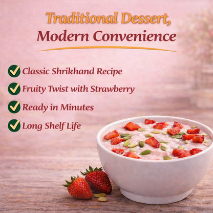 Strawberry Shrikhand | Creamy Indian Yogurt Dessert | Made with Real Strawberry Flavor | Ready-to-Eat Sweet Treat | Rich & Smooth Traditional Delight