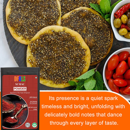 Organic Sumac Powder 100% Pure | No Salt, Non-GMO, No Irradiation | Premium Tangy Spice for Cooking, Salads, Meat & Mediterranean Recipes | Natural Seasoning - DFOLS