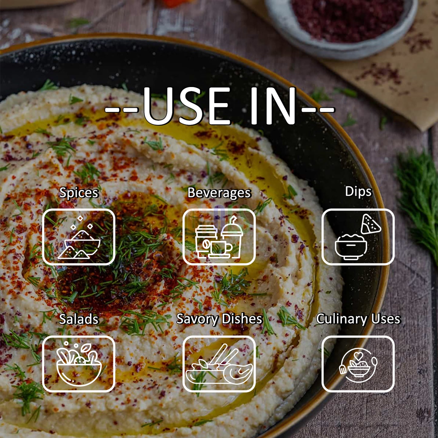 Organic Sumac Powder 100% Pure | No Salt, Non-GMO, No Irradiation | Premium Tangy Spice for Cooking, Salads, Meat & Mediterranean Recipes | Natural Seasoning - DFOLS