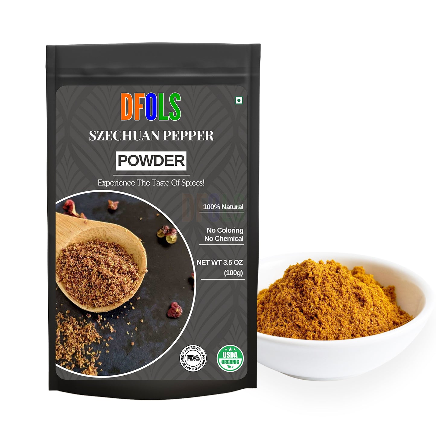 Premium Szechuan Green Peppercorn Powder 1.08 oz | Authentic Sichuan Pepper | Bold Citrus Aroma, Mouth-Numbing Spice | Essential for Mapo Tofu, Kung Pao & Chinese Cooking - DFOLS