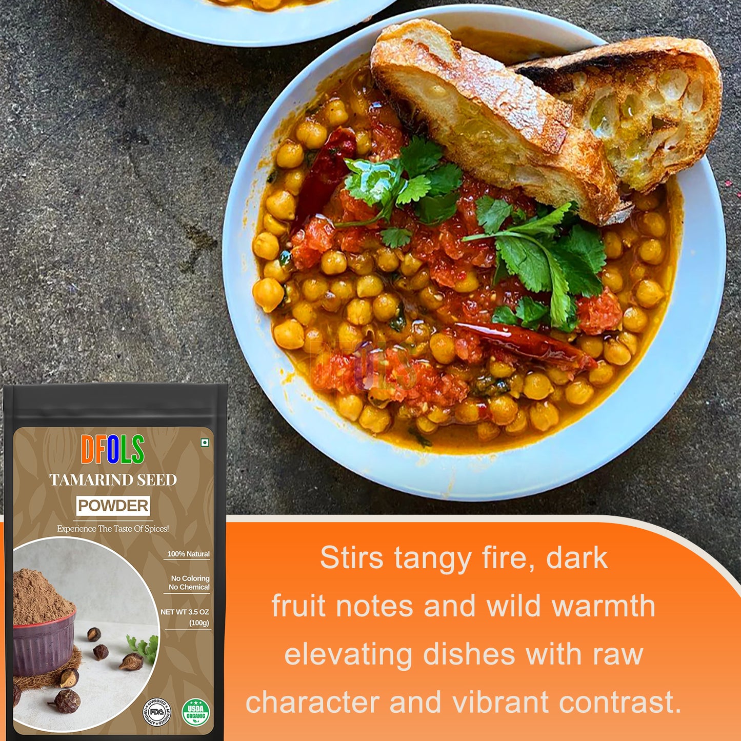 Tamarind Powder ~ All Natural| Vegan | Gluten Friendly | Kosher | NON-GMO | Kosher | Indian Origin - DFOLS