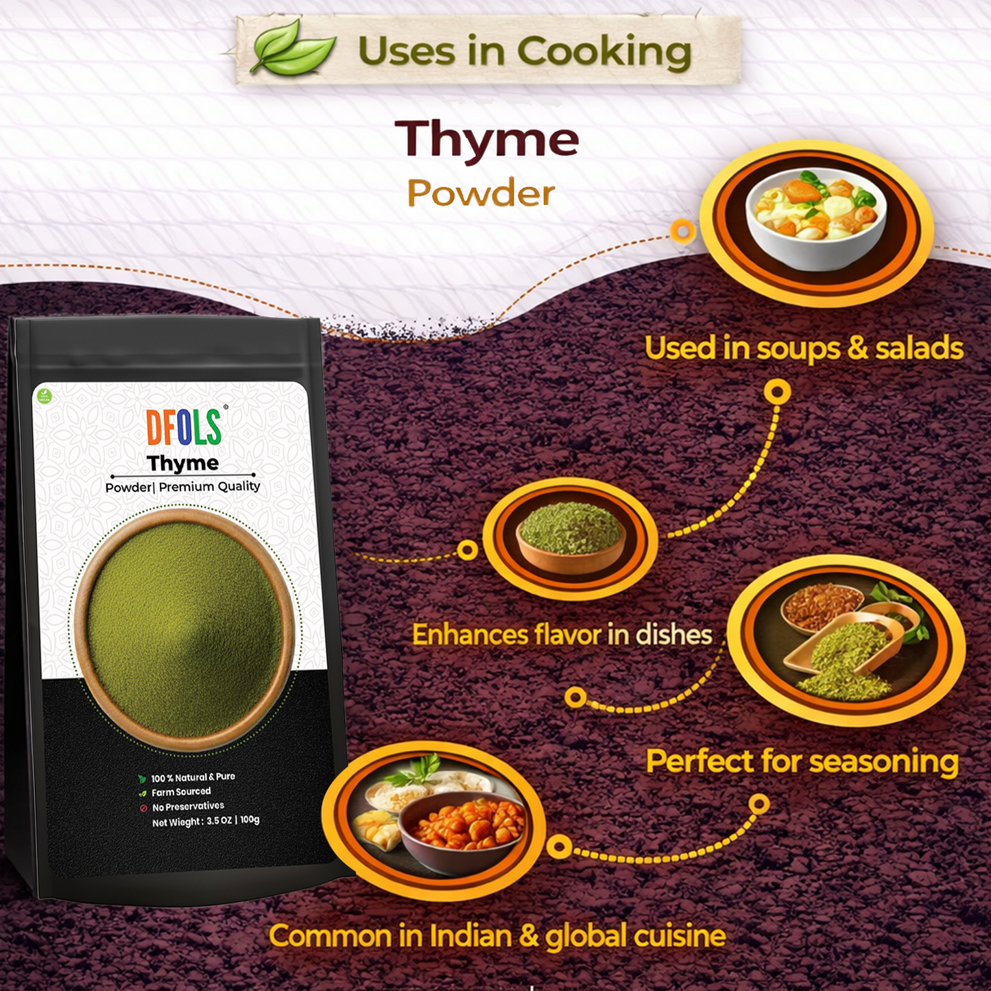 Dfols Thyme Powder 100g (3.5oz / 0.22lb) Pure Natural Herb – タイムパウダー