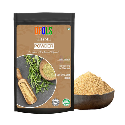 Thyme Powder - A robust, piney flavor with hints of camphor and bitterness. Used in many slow cooked dishes. - DFOLS