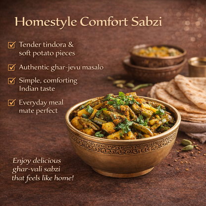 Tindora Potato Curry | Authentic Indian Ivy Gourd & Potato Dish | Ready-to-Eat Heat & Serve | Traditional Spices | Fresh, Flavorful & Convenient Meal Pack