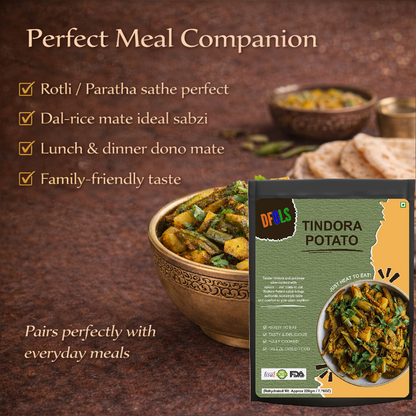 Tindora Potato Curry | Authentic Indian Ivy Gourd & Potato Dish | Ready-to-Eat Heat & Serve | Traditional Spices | Fresh, Flavorful & Convenient Meal Pack