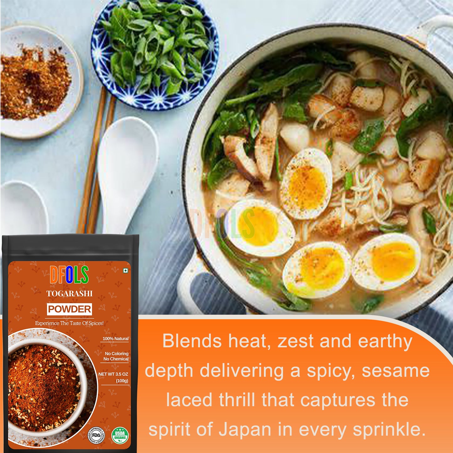 All-Natural Shichimi Togarashi Japanese 7-Spice Seasoning for Steak, Chicken, Vegetables & Tuna | Gluten-Free Chili Blend - DFOLS