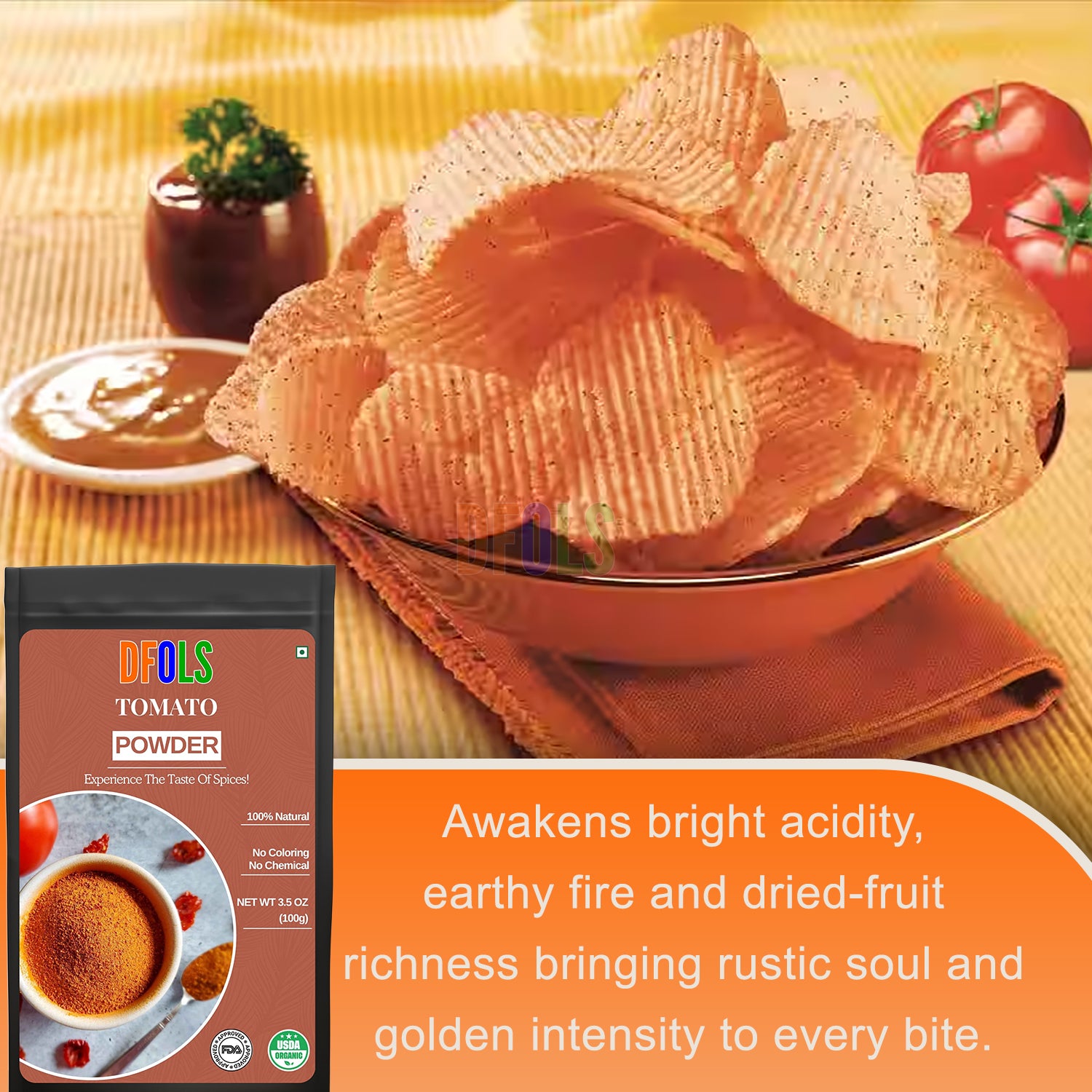 Tomato Powder, Ideal for Smoothies, Cooking, Baking, and More, Non-GMO, Vegan, Gluten-Free, Kosher. - DFOLS