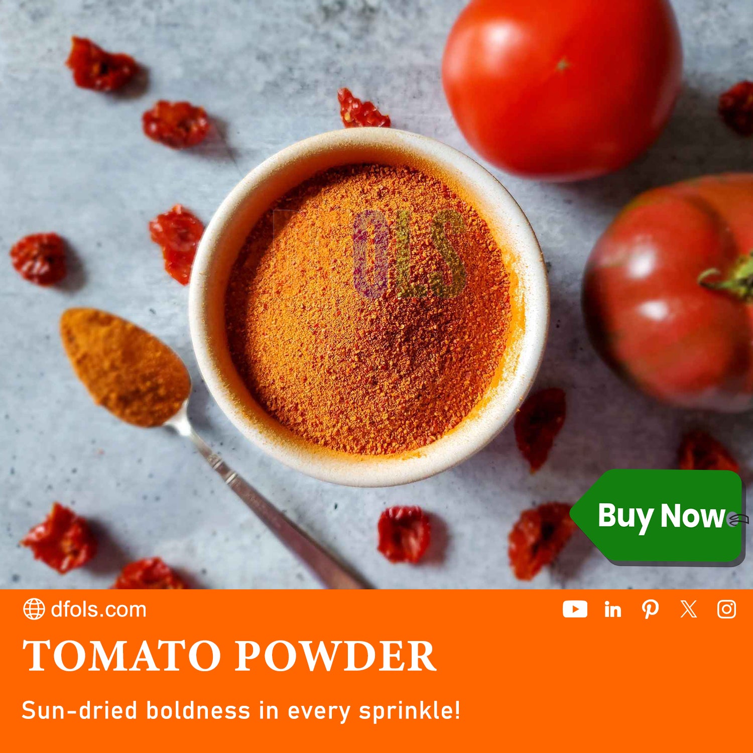 Tomato Powder, Ideal for Smoothies, Cooking, Baking, and More, Non-GMO, Vegan, Gluten-Free, Kosher. - DFOLS