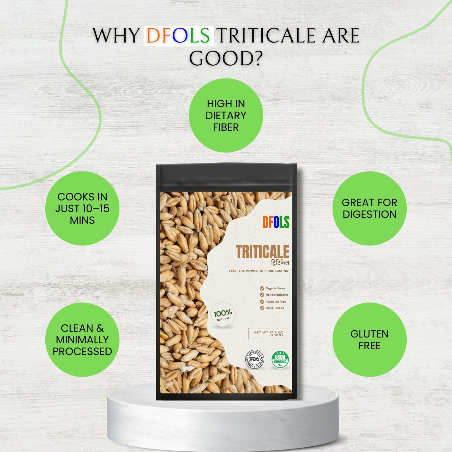 Organic Triticale | High-Fiber Whole Grain Superfood | Pesticide-Free & Hand-Picked | Ideal for Sprouting, Baking, Cereals & Healthy Diets