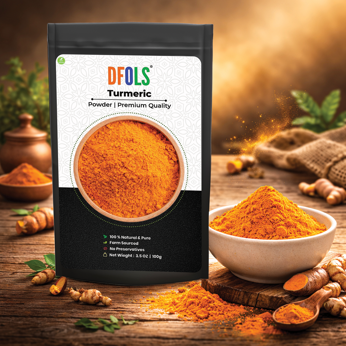 Dfols  Turmeric Powder 100g (3.5oz ) Pure Natural Indian Spice – ターメリックパウダー