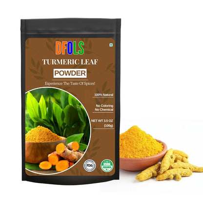 Organic Turmeric Leaf Powder | 100% Pure & Natural Herbal Supplement | Non-GMO | Supports Immunity, Digestion & Overall Wellness | Fine Powder for Daily Health Boost - DFOLS