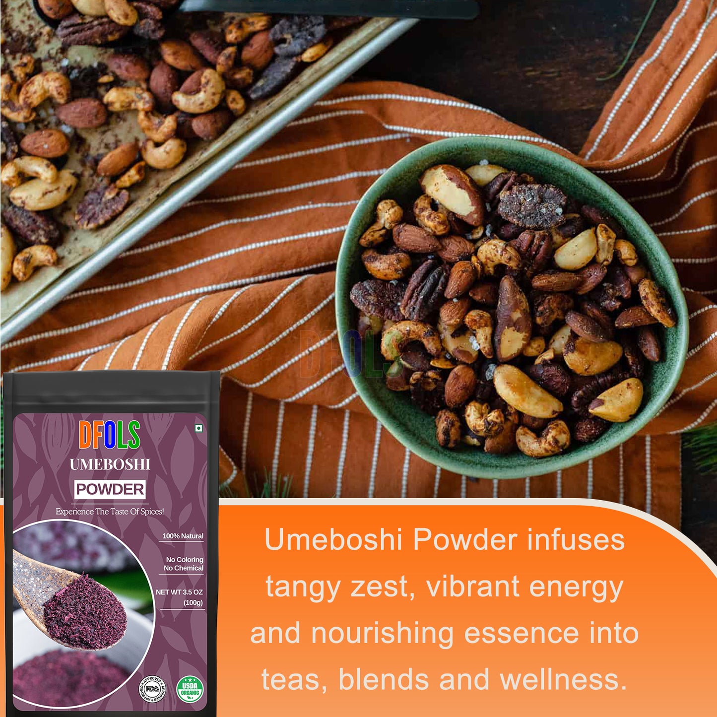 Umeboshi Plum Powder – Tangy, Salty Japanese Seasoning for Rice, Soups, Salads, Snacks & Bento | Natural Flavor Enhancer for Cooking & Topping - DFOLS
