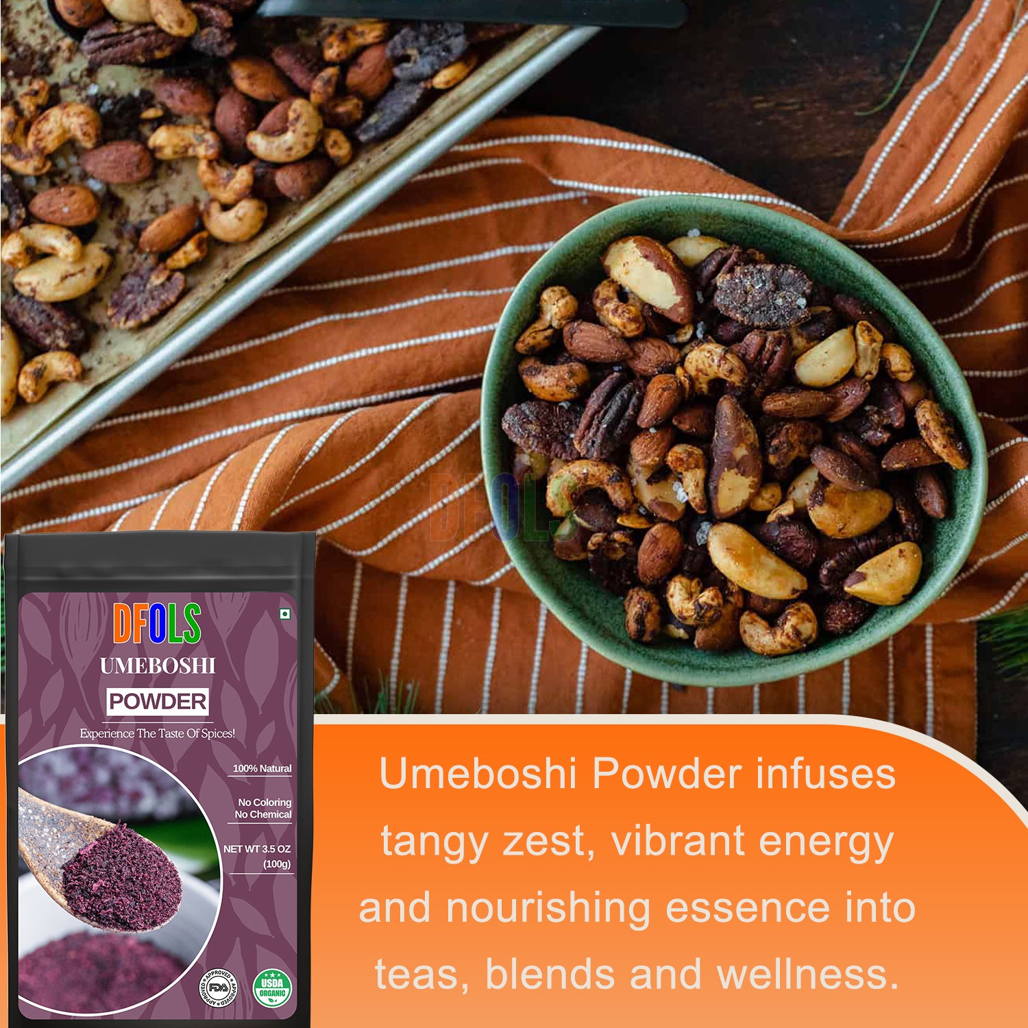 Umeboshi Plum Powder – Tangy, Salty Japanese Seasoning for Rice, Soups, Salads, Snacks & Bento | Natural Flavor Enhancer for Cooking & Topping - DFOLS