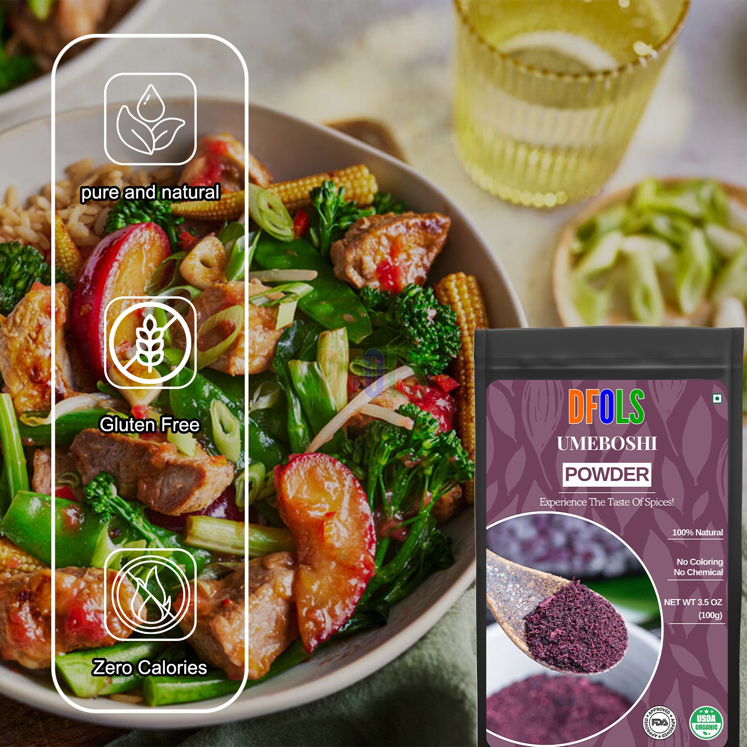 Umeboshi Plum Powder – Tangy, Salty Japanese Seasoning for Rice, Soups, Salads, Snacks & Bento | Natural Flavor Enhancer for Cooking & Topping - DFOLS