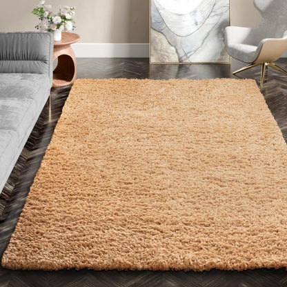 DFOLS Super Soft Shaggy Area Rug – Plush Golden Carpet for Living Room & Bedroom