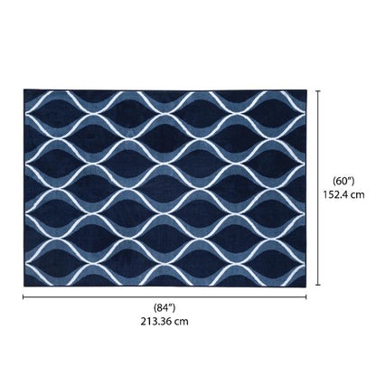 DFOLS Ocean Pearl Printed Area Rug – Modern Blue Anti-Skid Living Room Carpet