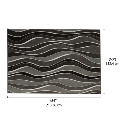 DFOLS Ocean Wave Tufted Area Rug – Modern Brown & Black Wave Pattern Carpet