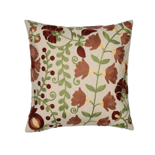 DFOLS Botanica Embroidered Cushion Cover – Floral Cotton Décor